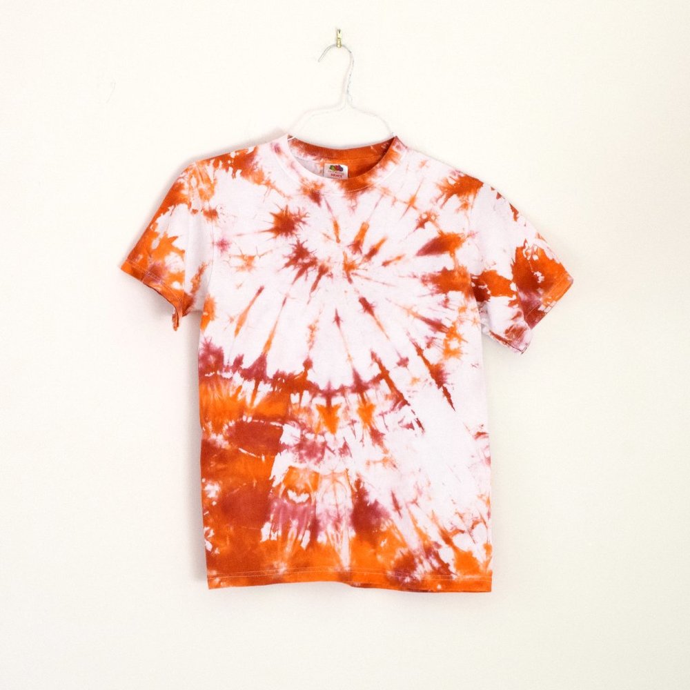 VT Hokies Unisex Maroon & Orange Spiral Tie-Dye T-shirt | Size S